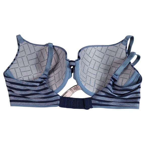 Victoria's Secret Perfect Coverage Bra Blue 34C Striped Molded Lightly Lined Adj - Picture 5 of 11